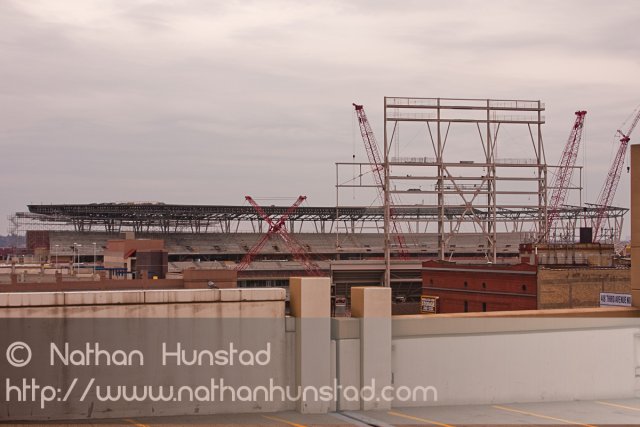 Construction on Target Field, the new Twins stadium, in downtown Minneapolis.